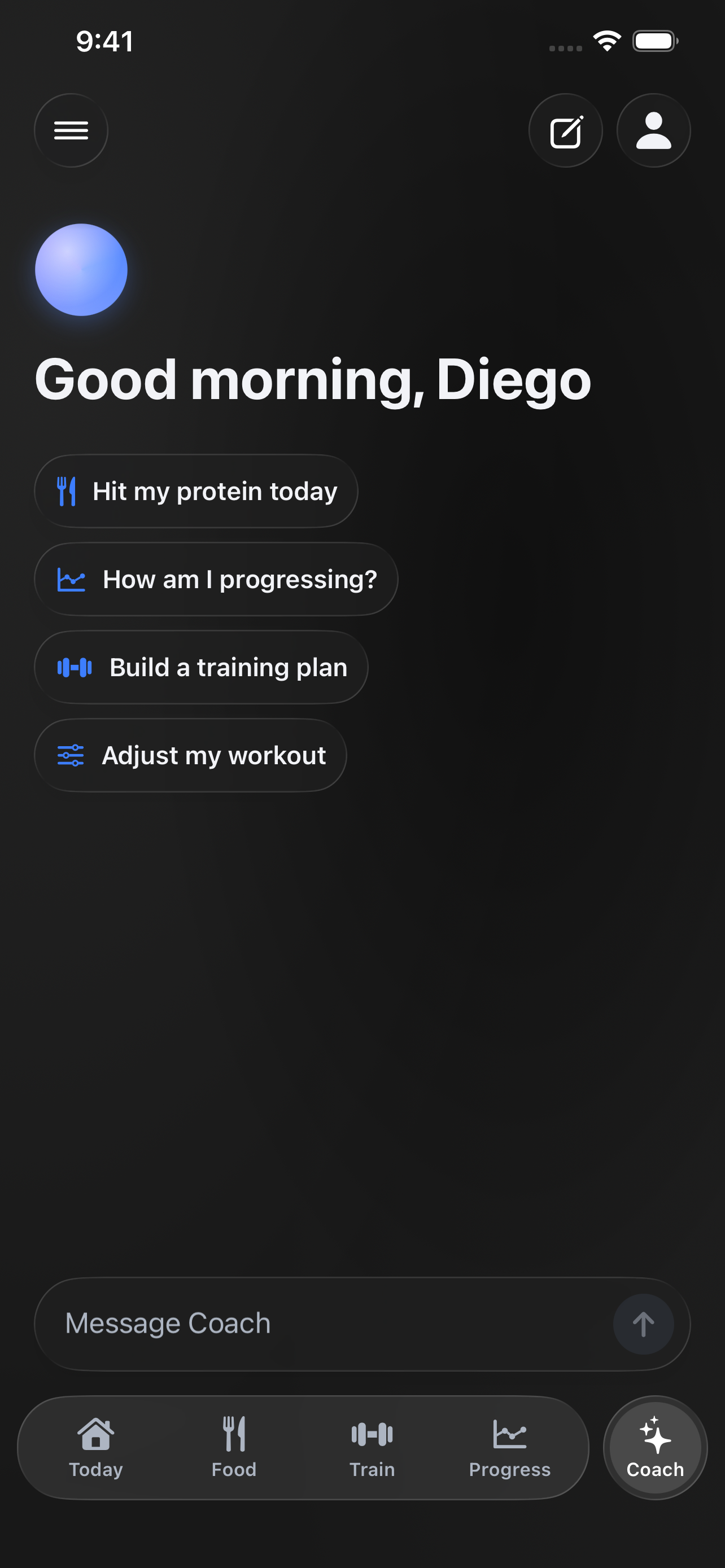 Form AI Coach with suggested questions