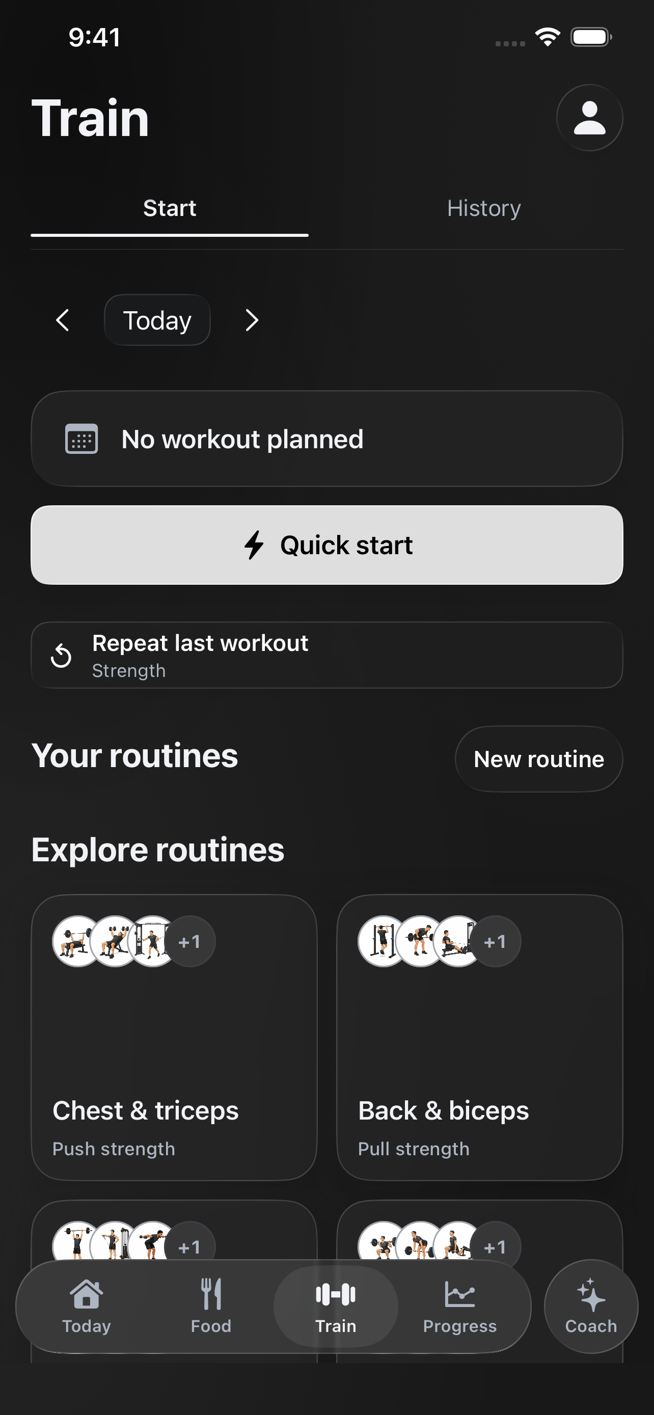 Form Training Log and routine options